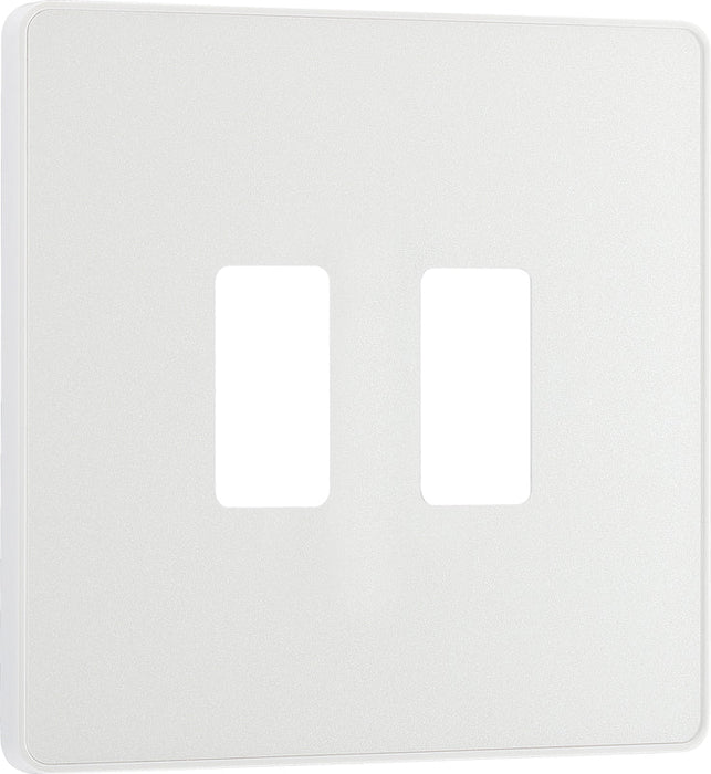 BG Evolve RPCDCL2W 2G Grid Front Plate - Pearlescent White (White) - westbasedirect.com