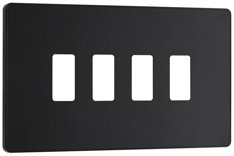 BG Evolve RPCDMB4B 4G Grid Front Plate - Matt Black (Black) - westbasedirect.com