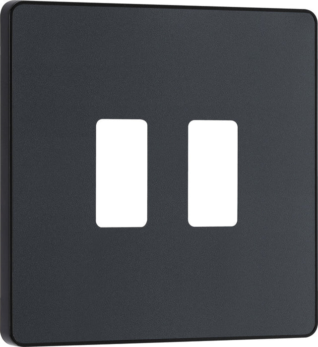 BG Evolve RPCDMG2B 2G Grid Front Plate - Matt Grey (Black) - westbasedirect.com