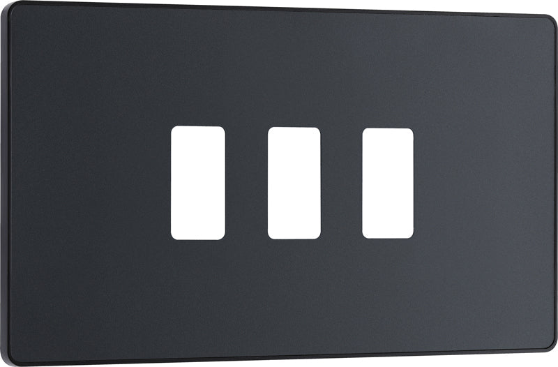 BG Evolve RPCDMG3B 3G Grid Front Plate - Matt Grey (Black) - westbasedirect.com