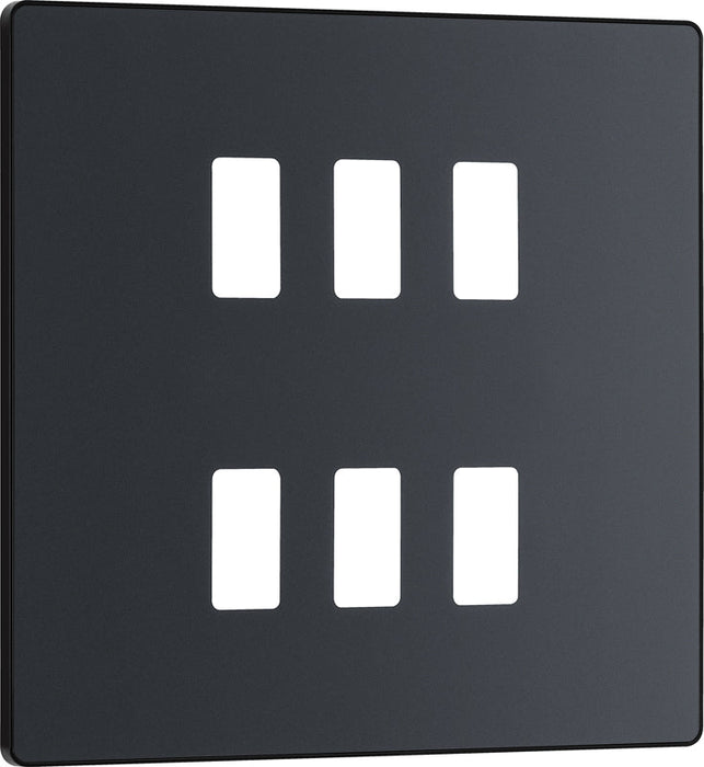 BG Evolve RPCDMG6B 6G Grid Front Plate - Matt Grey (Black) - westbasedirect.com