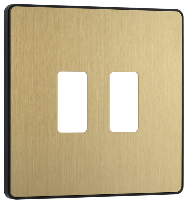 BG Evolve RPCDSB2B 2G Grid Front Plate - Satin Brass (Black) - westbasedirect.com