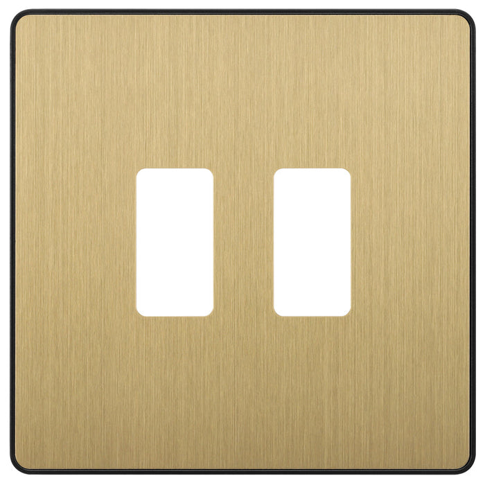 BG Evolve RPCDSB2B 2G Grid Front Plate - Satin Brass (Black) - westbasedirect.com