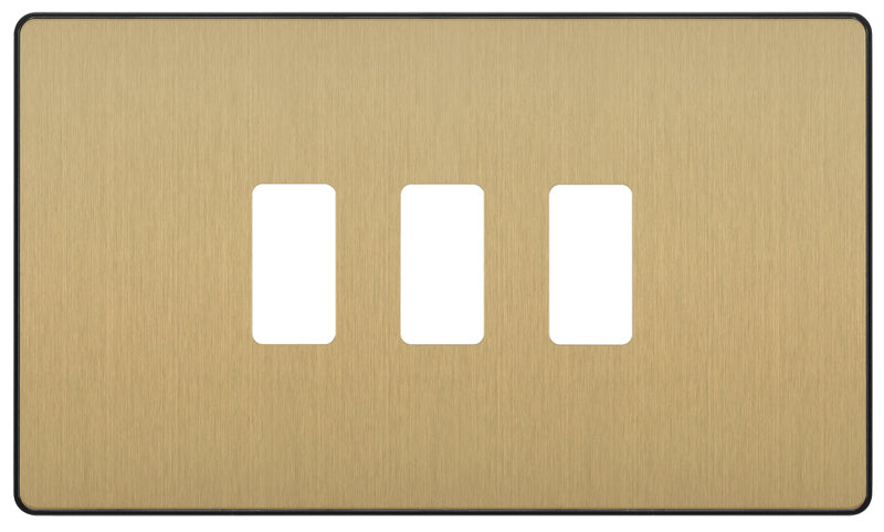 BG Evolve RPCDSB3B 3G Grid Front Plate - Satin Brass (Black) - westbasedirect.com