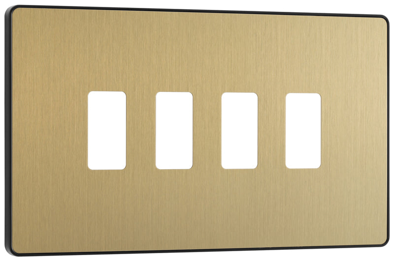 BG Evolve RPCDSB4B 4G Grid Front Plate - Satin Brass (Black) - westbasedirect.com