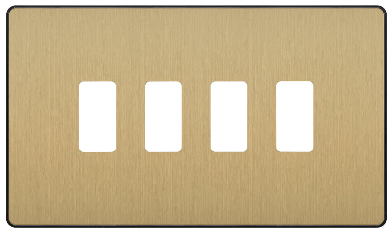 BG Evolve RPCDSB4B 4G Grid Front Plate - Satin Brass (Black) - westbasedirect.com