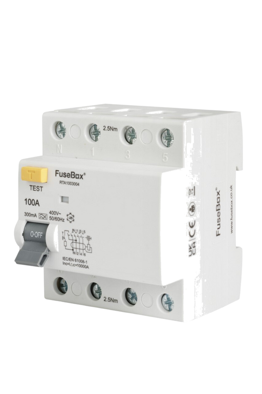 FuseBox RTA1003004 100A 300mA 4P Type A RCD - westbasedirect.com