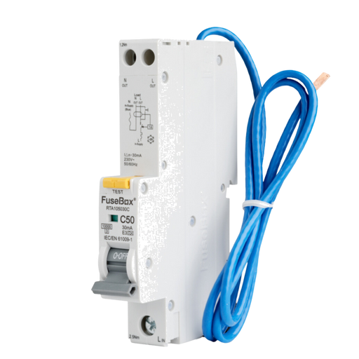FuseBox RTA105030C 50A C Curve 10kA 30mA Type A RCBO - westbasedirect.com