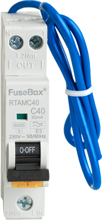 FuseBox RTAMC40 40A Double Pole C Curve 6kA 30mA Type A Mini RCBO