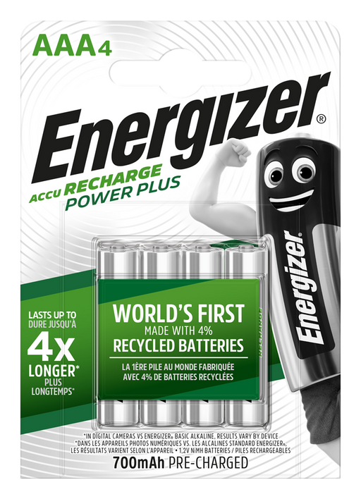 Energizer E300850300 Rech. Power Plus AAA 700mAh | 4 Pack - westbasedirect.com