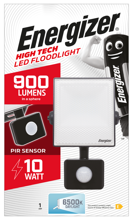 Energizer 10W 900lm LED Floodlight PIR Daylight 6000K - westbasedirect.com