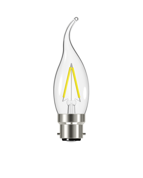 Energizer 2.3W 250lm B22 BC Bent Tip Candle Filament LED Bulb Warm White 2700K - westbasedirect.com