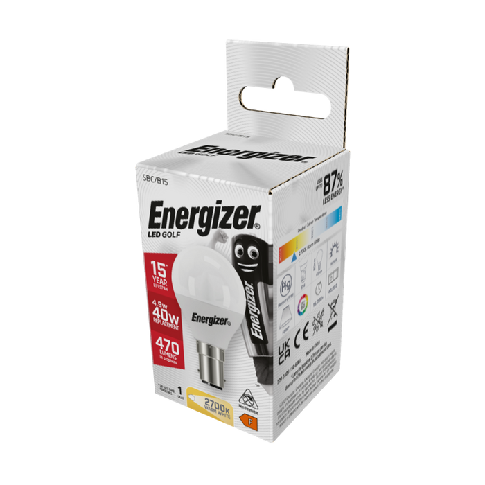 Energizer 5.2W 470lm B15 SBC Golf LED Bulb Opal Warm White 2700K - westbasedirect.com