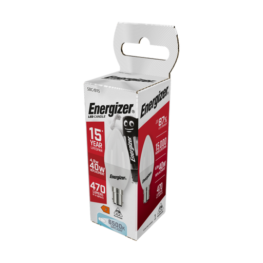 Energizer 5.2W 470lm B15 SBC Candle LED Bulb Opal Daylight 6500K - westbasedirect.com