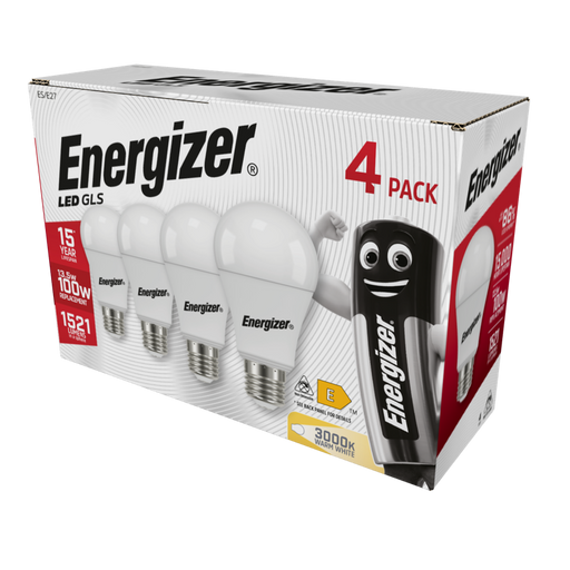 Energizer 13.2W 1521lm E27 ES GLS LED Bulb Opal Warm White 3000K (4 Pack) - westbasedirect.com