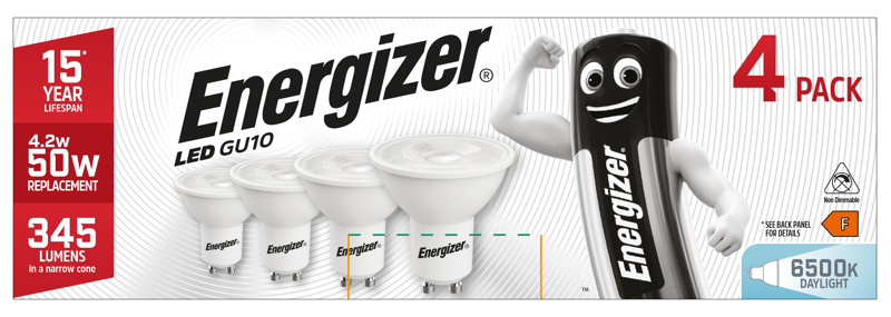 Energizer 4.2W 345lm GU10 LED Bulb Daylight 6500K (4 Pack) - westbasedirect.com