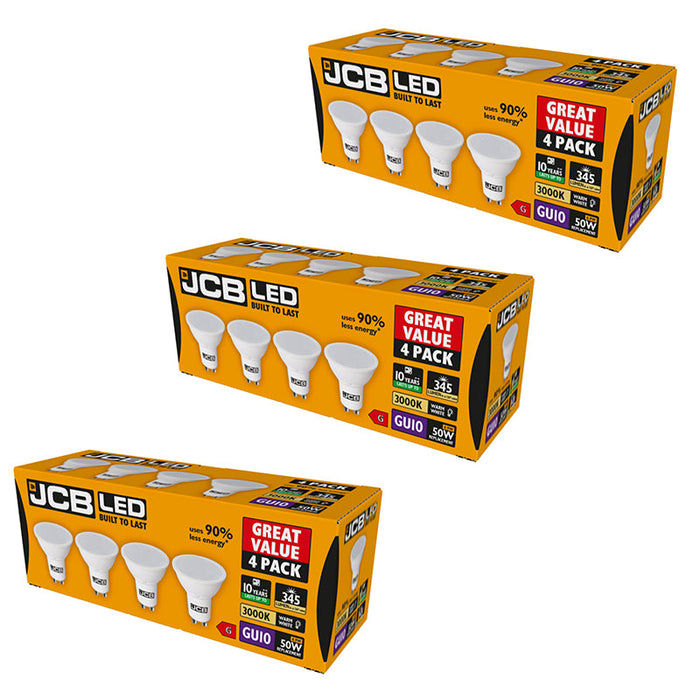 JCB S15147 GU10 Spot LED Bulb 4.9W 345lm Warm White 3000K (12 Pack) - westbasedirect.com