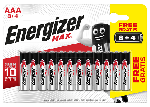 Energizer E301531200 Max AAA | 8+4 Pack - westbasedirect.com