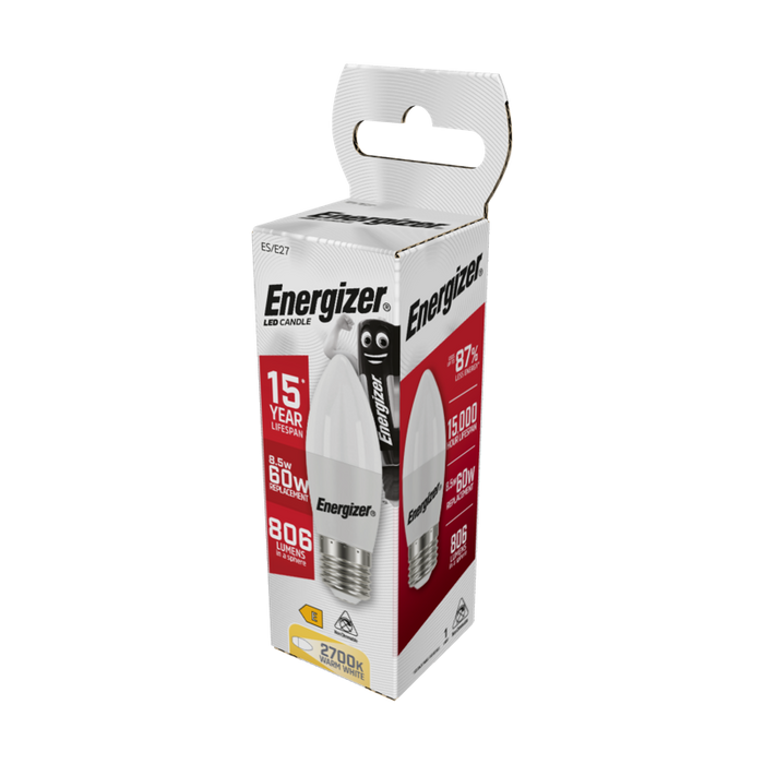 Energizer 7.3W 806lm E27 ES Candle LED Bulb Opal Warm White 2700K