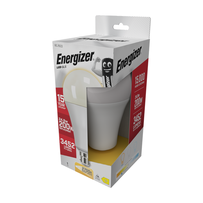 Energizer S29835 30W 3452lm B22 BC GLS LED Bulb Opal Warm White 2700K - westbasedirect.com