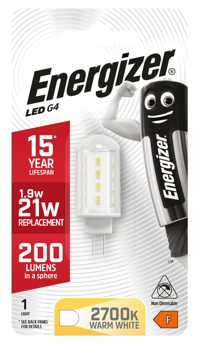 Energizer 2.1W 200lm G4 High Tech LED Bulb Warm White 3000K - westbasedirect.com
