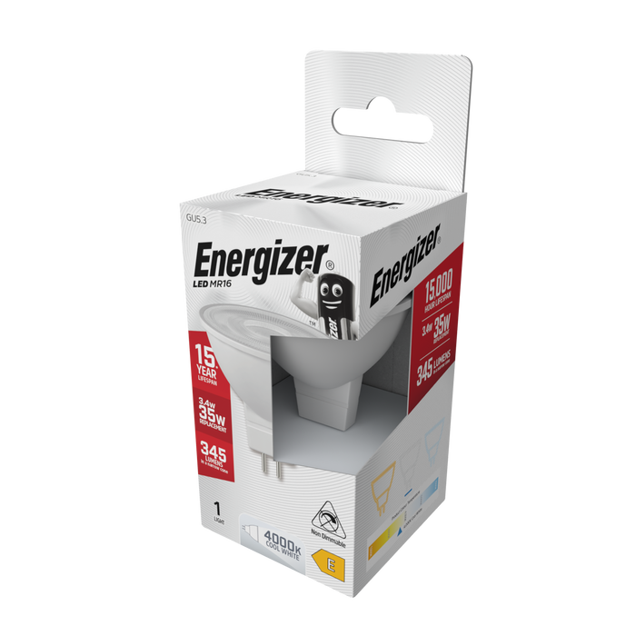Energizer S8833 3.4W 345lm MR16 GU5.3 Spotlight LED Bulb Cool White 4000K Boxed - westbasedirect.com
