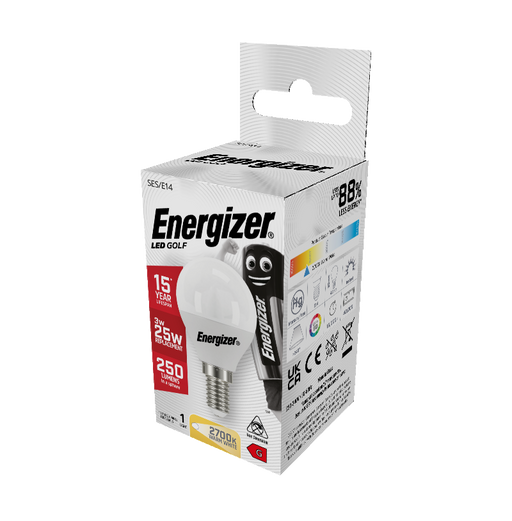 Energizer 3.1W 250lm E14 SES Golf LED Bulb Opal Warm White 2700K - westbasedirect.com