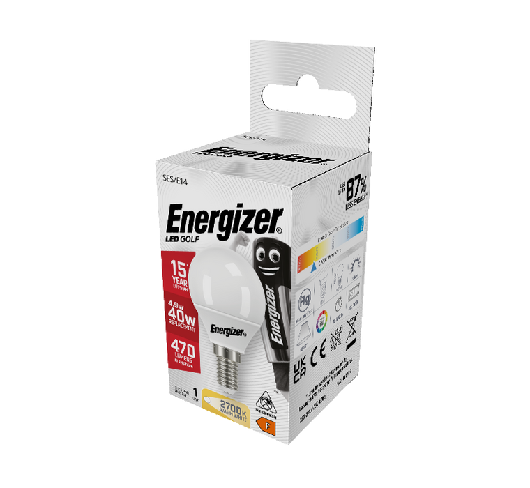 Energizer 5.2W 470lm E14 SES Golf LED Bulb Opal Warm White 2700K - westbasedirect.com