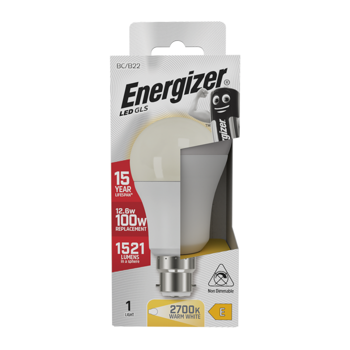 Energizer S8865 13.5W 1521lm B22 BC GLS LED Bulb Opal Warm White 2700K - westbasedirect.com