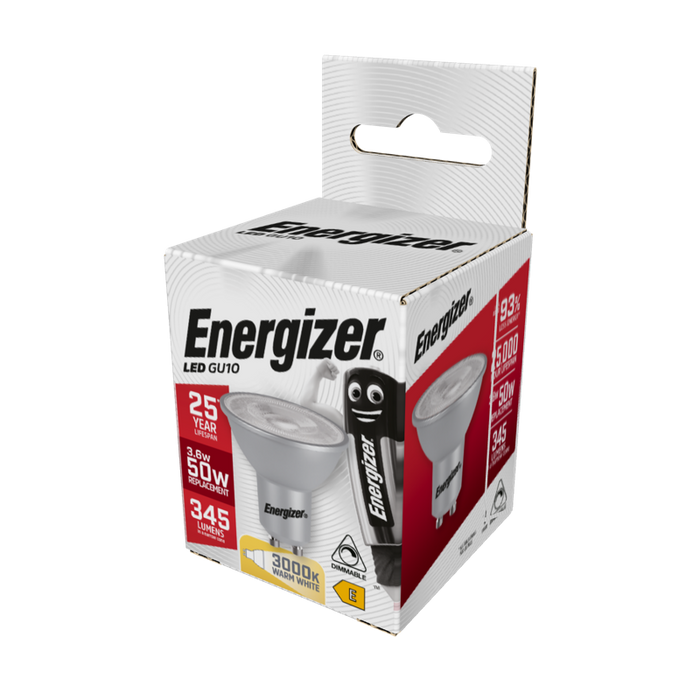 Energizer 4.6W 375lm GU10 High Tech LED Bulb Warm White 3000K Dimmable - westbasedirect.com