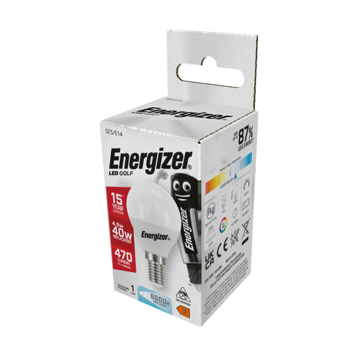 Energizer 5.2W 470lm E14 SES Golf LED Bulb Opal Daylight 6500K - westbasedirect.com