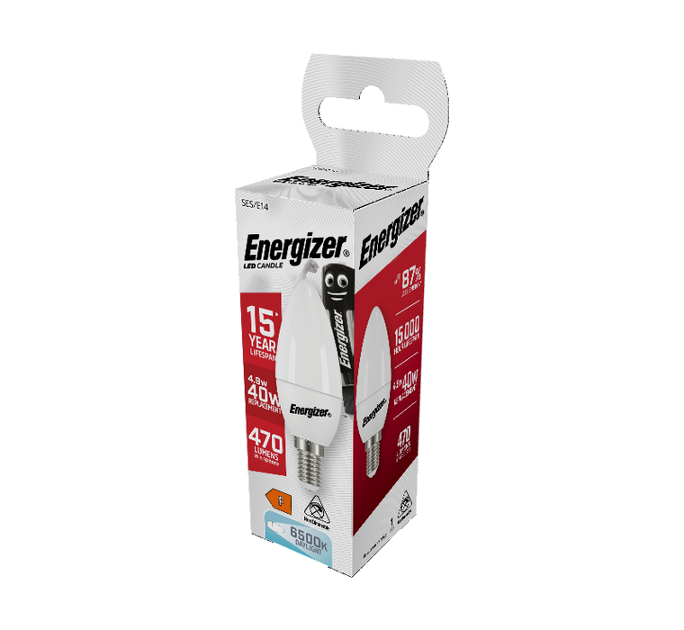 Energizer 5.2W 470lm E14 SES Candle LED Bulb Opal Daylight 6500K - westbasedirect.com