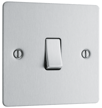 BG SBS12 Flatplate Screwed 20A 16AX 2 Way Single Light Switch - Brushed Steel