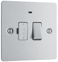 BG SBS52 Flatplate Screwed Switched Spur + Neon 13A - Brushed Steel