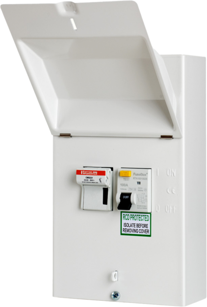 FuseBox SF0100RA 100A Fused Switch, 100mA Type A RCD Time Delayed (inc. 63A, 80A, 100A gG Fuses) - westbasedirect.com