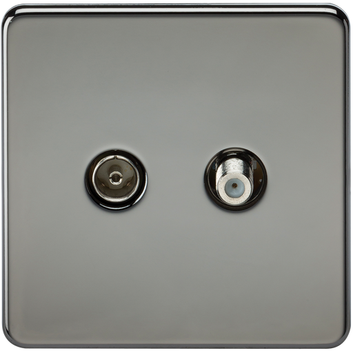 Knightsbridge SF0140BN Screwless TV & SAT TV Outlet (Isolated) - Black Nickel - westbasedirect.com