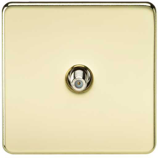 Knightsbridge SF0150PB Screwless 1G SAT TV Outlet (Non-Isolated) - Polished Brass - westbasedirect.com