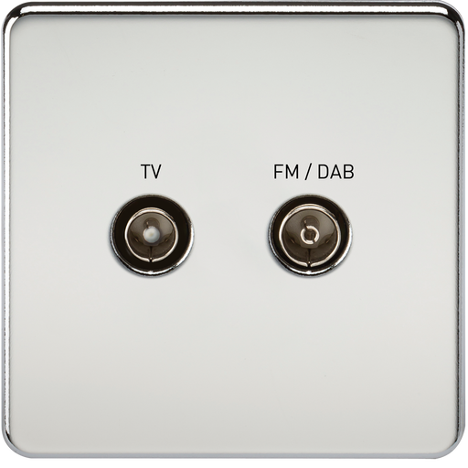 Knightsbridge SF0160PC Screwless Screened Diplex Outlet (TV & FM DAB) - Polished Chrome - westbasedirect.com