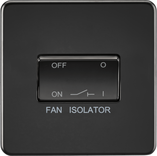 Knightsbridge SF1100MBB Screwless 10AX 3 Pole Fan Isolator Switch - Matt Black + Black Rocker - westbasedirect.com