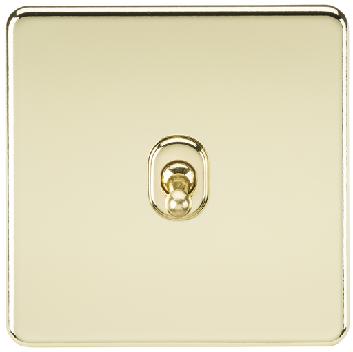 Knightsbridge SF1TOGPB Screwless 10AX 1G 2-Way Toggle Switch - Polished Brass - westbasedirect.com