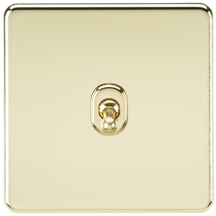 Knightsbridge SF1TOGPB Screwless 10AX 1G 2-Way Toggle Switch - Polished Brass - westbasedirect.com
