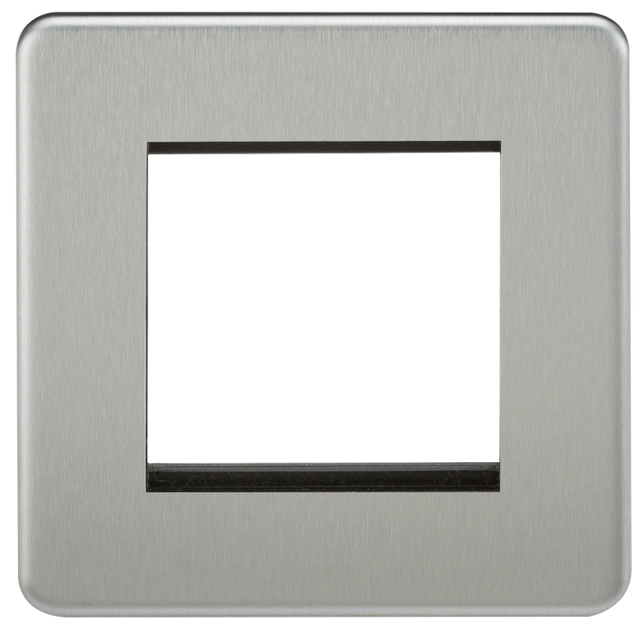Knightsbridge SF2GBC Screwless 2G Modular Faceplate - Brushed Chrome - westbasedirect.com