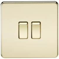 Knightsbridge SF3000PB Screwless 10AX 2G 2-Way Switch - Polished Brass