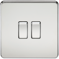 Knightsbridge SF3000PC Screwless 10AX 2G 2-Way Switch - Polished Chrome