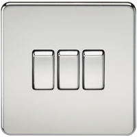 Knightsbridge SF4000PC Screwless 10AX 3G 2-Way Switch - Polished Chrome