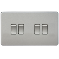 Knightsbridge SF4100BC Screwless 10AX 4G 2-Way Switch - Brushed Chrome