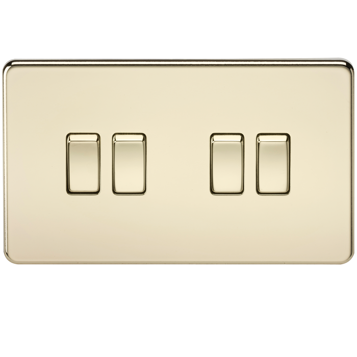 Knightsbridge SF4100PB Screwless 10AX 4G 2-Way Switch - Polished Brass - westbasedirect.com