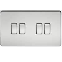 Knightsbridge SF4100PC Screwless 10AX 4G 2-Way Switch - Polished Chrome
