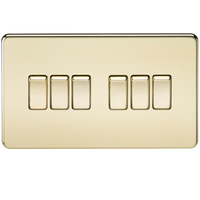 Knightsbridge SF4200PB Screwless 10AX 6G 2-Way Switch - Polished Brass