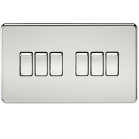 Knightsbridge SF4200PC Screwless 10AX 6G 2-Way Switch - Polished Chrome